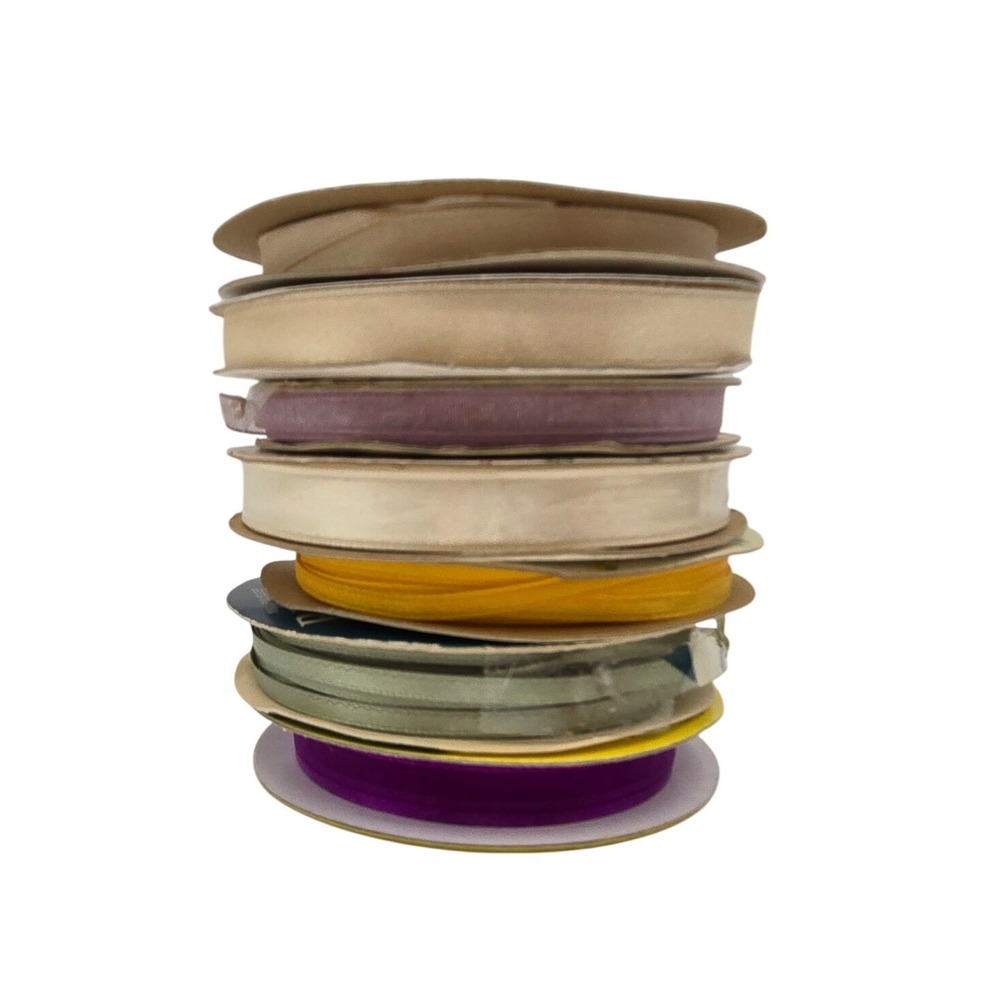 Vintage Craft Ribbon Lot Offray Morex Satin Sheer Multi Color 7 Spools